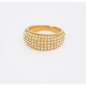 18K Gold Zirconia Pave Dome Ring 2